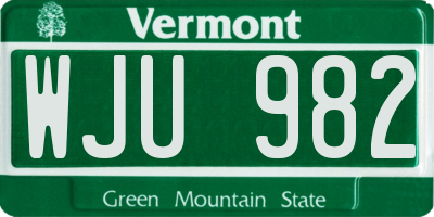 VT license plate WJU982