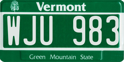 VT license plate WJU983