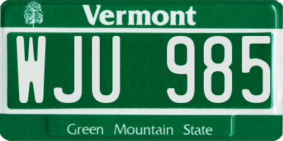 VT license plate WJU985