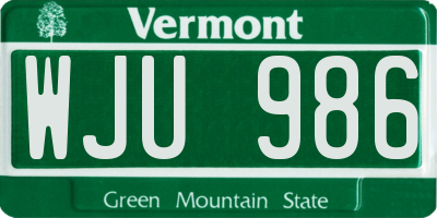 VT license plate WJU986