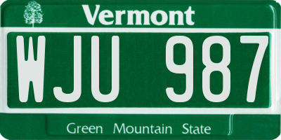 VT license plate WJU987