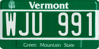 VT license plate WJU991