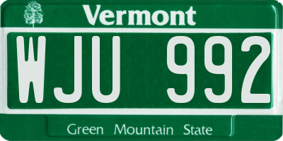 VT license plate WJU992