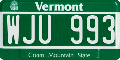 VT license plate WJU993