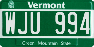 VT license plate WJU994