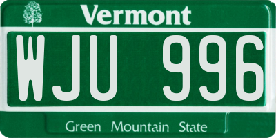 VT license plate WJU996