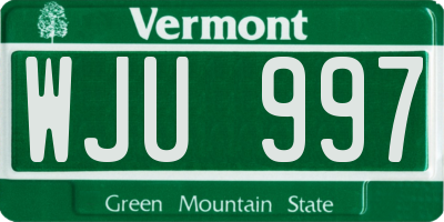 VT license plate WJU997