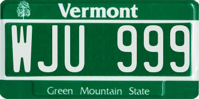 VT license plate WJU999