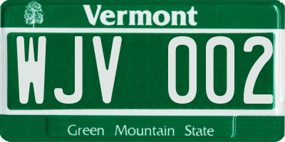 VT license plate WJV002