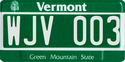 VT license plate WJV003