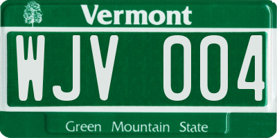 VT license plate WJV004