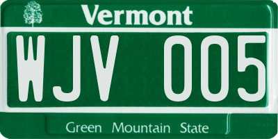 VT license plate WJV005