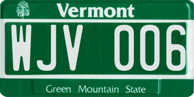 VT license plate WJV006
