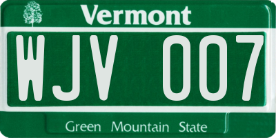 VT license plate WJV007