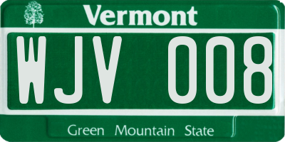 VT license plate WJV008