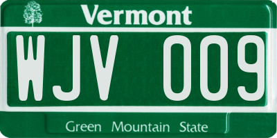 VT license plate WJV009