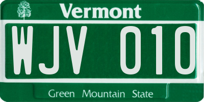 VT license plate WJV010