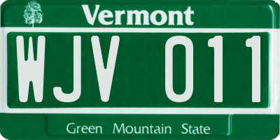 VT license plate WJV011