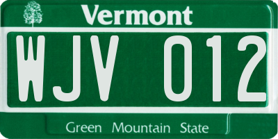 VT license plate WJV012