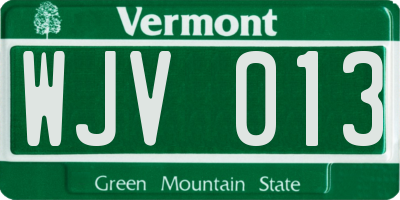 VT license plate WJV013