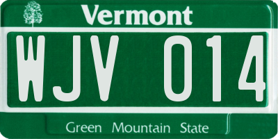 VT license plate WJV014