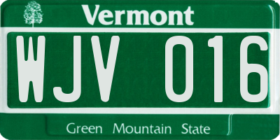 VT license plate WJV016