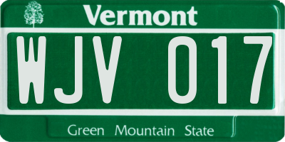 VT license plate WJV017