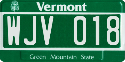 VT license plate WJV018