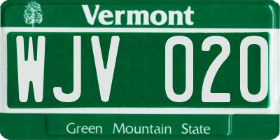 VT license plate WJV020