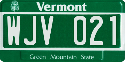VT license plate WJV021