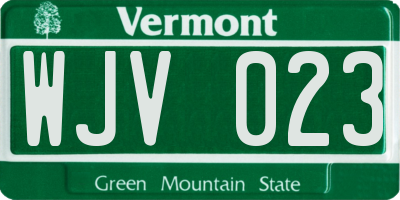 VT license plate WJV023