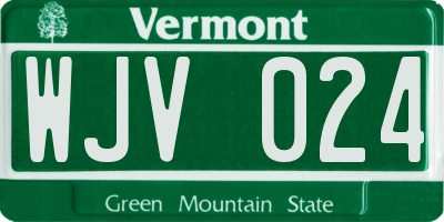 VT license plate WJV024