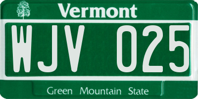VT license plate WJV025