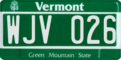 VT license plate WJV026