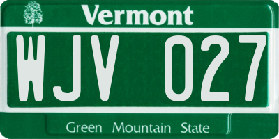 VT license plate WJV027