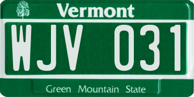 VT license plate WJV031