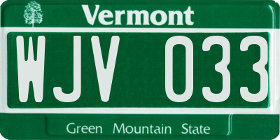 VT license plate WJV033