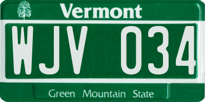 VT license plate WJV034