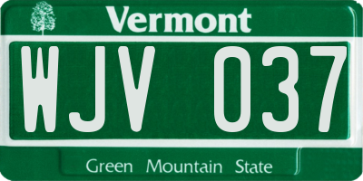 VT license plate WJV037