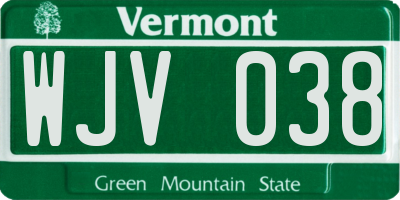 VT license plate WJV038