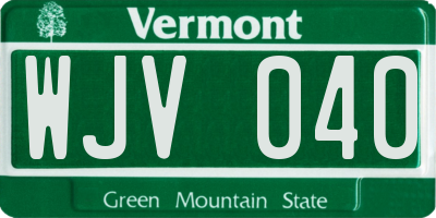 VT license plate WJV040