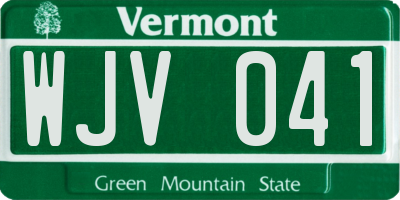 VT license plate WJV041