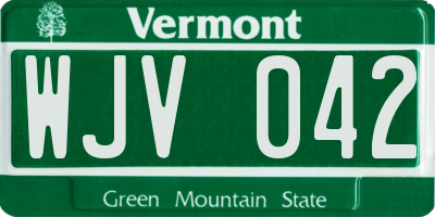 VT license plate WJV042