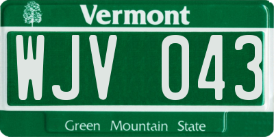 VT license plate WJV043