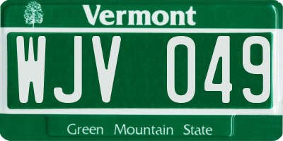 VT license plate WJV049