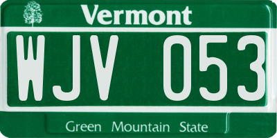 VT license plate WJV053