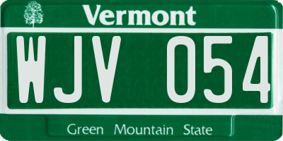 VT license plate WJV054