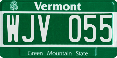 VT license plate WJV055