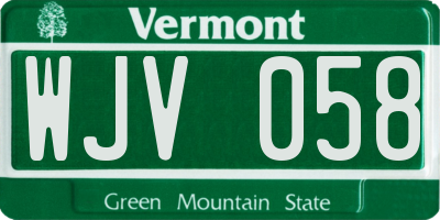 VT license plate WJV058
