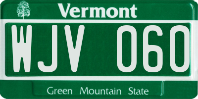 VT license plate WJV060